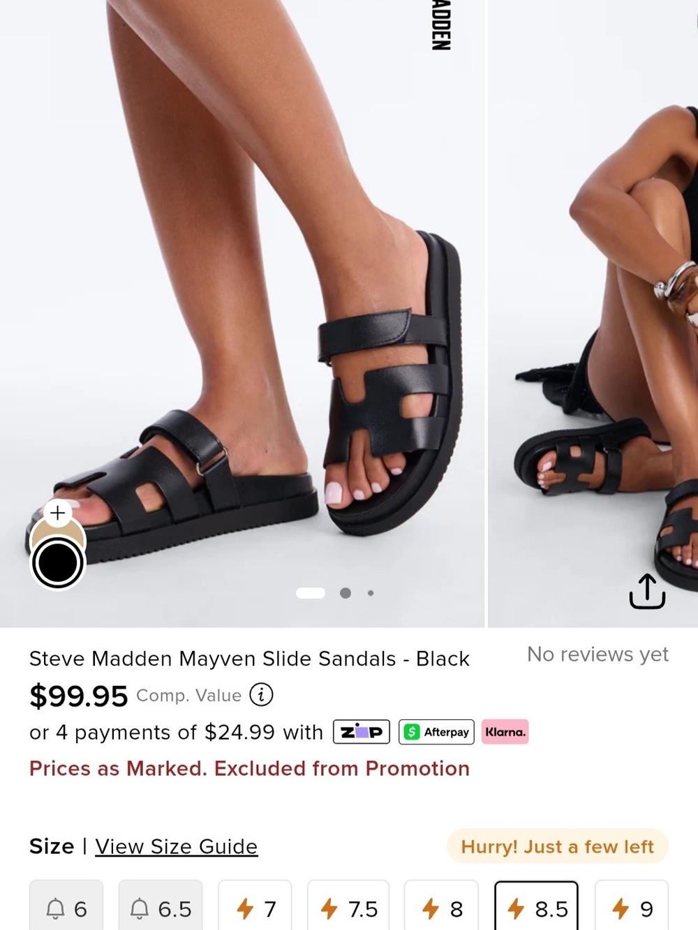 Steve Madden Black Croc-Embossed Slide Sandals - Picture 7 of 7